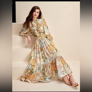 Anewsta 2 piece Skirt Ruffle Blouse Crystal Buttons Smocked Sleeve Cuff Size 6